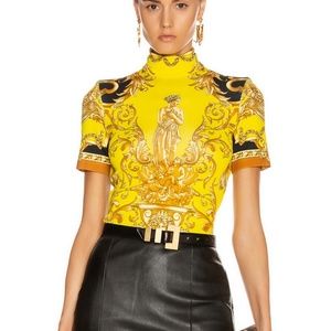 Versace Baroque Turtleneck Crop Top
